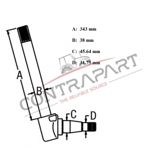 Front Axle Spindle Massey Ferguson 265 Right 34.3 Cm (298, 698, 699)